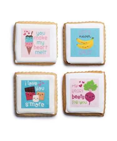 Happy Valentines Day Cookies Gift Basket  Decorated Vanilla Sugar Cookie Greeting Card  Unique Cool Food Gift Box  For Him  Her  Boy  Girl  Friend  Spouse  Wife  Prime Delivery  4 Count - Buy Online on SooperMarket.com