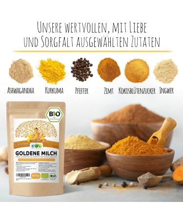 Organic Golden Milk 600g | EWL Natural Products | Turmeric Ginger Ashwagandha Ceylon Cinnamon & Coconut Blossom Sugar - Buy Online on SooperMarket.com