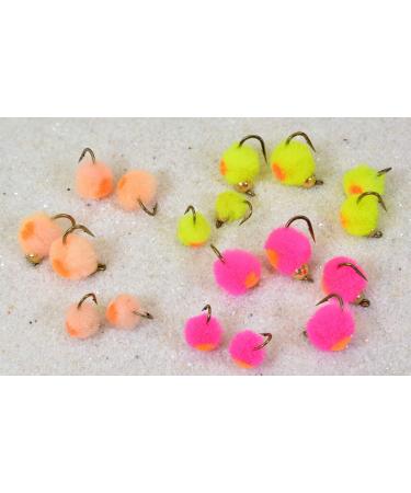 Tungsten Bead Egg Fly in Pink, Peach, Chartreuse or Assorted | Trout Fishing Flies | Mustad Signature Fly Hooks 18ct Multi Color Assortment