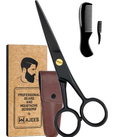 WAJEES Beard Scissors Set for Men - Mustache Scissors with Comb in Carry Pouch | Men's Facial Hair Grooming Kit - Buy Online on SooperMarket.com