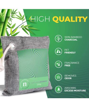 Bamboo Charcoal Bags - 100% Bamboo and Linen Odor Absorber with Dehumidifier - 4 Pack (200g Each) - Buy Online on SooperMarket.com