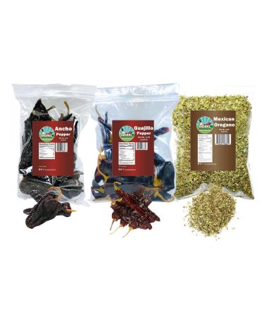 Mexican Cuisine Variety Pack (12 oz / 340 g Total) Ancho Chiles Guajillo Chiles and Mexican Oregano- The Mexican Cuisine.