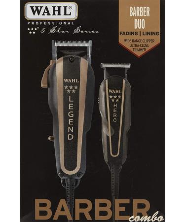 Wahl Professional 5-Star Barber Combo #56272 - 5-Star Legend Clipper and Hero T-Blade Trimmer Powerful V9000 Motor Clipper and Rotary Motor Barber Trimmer - Buy Online on SooperMarket.com