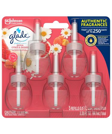 Glade PlugIns Refills Air Freshener, Scented and Essential Oils for Home and Bathroom, Joyful Citrus & Daisies, 3.35 Fl Oz, 5 Count