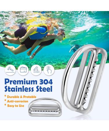 Dawitrly 2Pack Stainless Steel Weight Belt Keeper - 5cm/2'' Serrated Scuba Diving Retainer Stopper with D Ring for BCD Accessories - Buy Online on SooperMarket.com