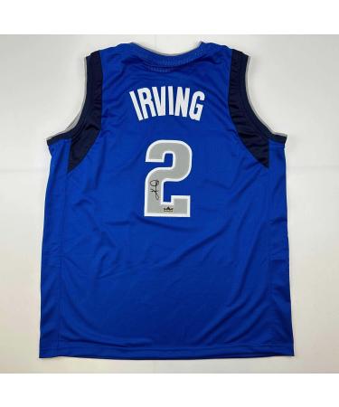 Facsimile Autographed Kyrie Irving Dallas Blue Reprint Laser Auto Basketball Jersey Size Men's XL