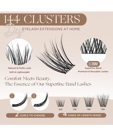Lashview DIY Lash Extension Kit - 144 Lash Clusters Bond & Seal Applicator & Travel Curler | Perfect for Home Use - Buy Online on SooperMarket.com