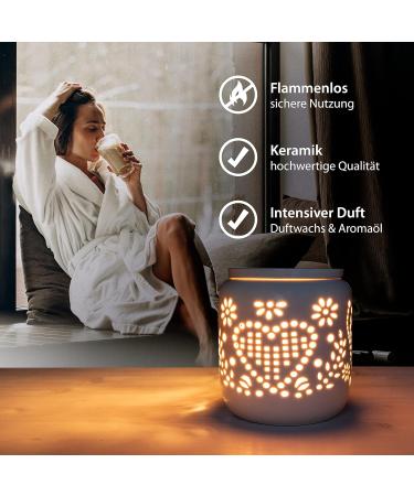 Candle Brothers Electric Scent Lamp - Ceramic White Romantic Design | Perfect Gift for Friends & Family | Ideal for Office Bedroom Yoga - Buy Online on SooperMarket.com