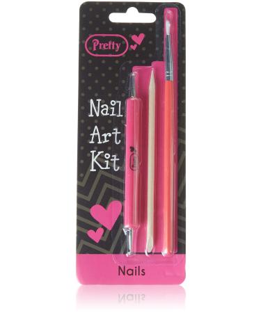 Pretty Nail Art Kit with Dotting Tool/Brush/Cuticle Stick