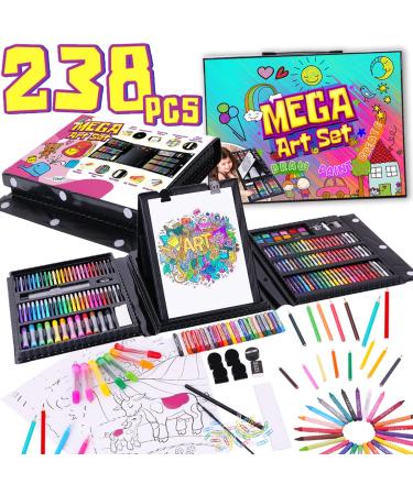 Dinonano Drawing Painting Art Set for Kids - 238 Pieces Paint Makers Coloring Set School Supplies Kit Sketch Pad Easel Oil Pastels Crayons Watercolor Pencils Markers Toddler Boys Girls Age 3 4 5 6-12
