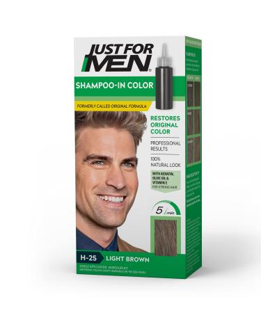 Just For Men Shampoo-In Color, Mens Hair Dye with Vitamin E for Stronger Hair - Light Brown, H-25, 1 Pack (Formerly Original Formula) Light Brown H-25 Pack of 1