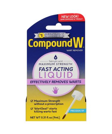 Compound W Wart Remover Maximum Strength Liquid Salicylic Acid 10ml For Treatment & Common/Plantar Wart Removal