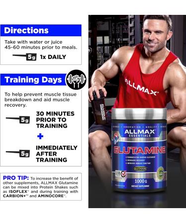 ALLMAX Nutrition - Glutamine Powder - 100% Pharmaceutical Grade - 400 Gram & BCAA 2:1:1-100% Pure Pharmaceutical Grade - Micronized Branched Chain Amino Acids - Gluten-Free 400 Gram - Buy Online on SooperMarket.com
