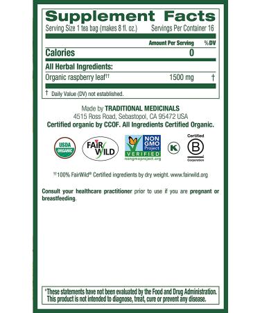 Traditional Medicinals Organic Raspberry Leaf Tea - 32 Tea Bags (Pack of 2) - Buy Online on SooperMarket.com