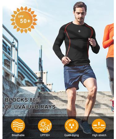 Milin Naco Cool Dry Compression Shirts for Men Long Sleeve Baselayer Tops - 3 Pack (Black) - X-Large Tall - Buy Online on SooperMarket.com
