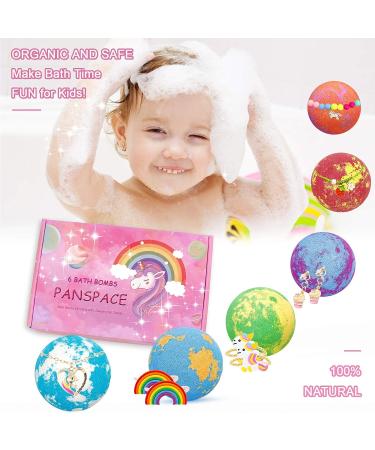 Panspace Unicorn Bath Bombs for Girls | 6 Organic Bath Bombs Gift Set with Jewelry Inside | Handmade Bubble Bath Fizz Ball Kit for Kids | Surprise Toys for Girls Birthday & Christmas - Buy Online on SooperMarket.com