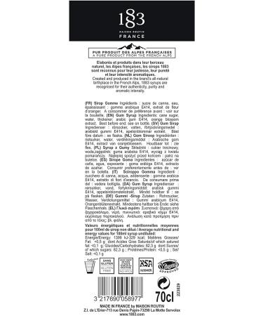 1883 Maison Routin Premium Cane Sugar & Gomme Syrup 700ml - Ideal for Cocktails, Mocktails, Coffee & Iced Tea - Pack of 1 - Buy Online on SooperMarket.com