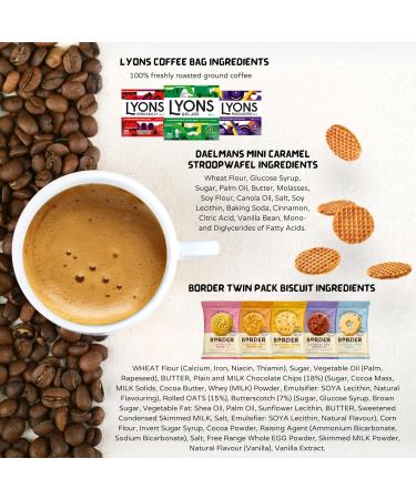 Coffee Gift Set - Variety Selection of Lyons Coffee Bags Bundled with Border Biscuits and Indulgent Caramel Stroopwafels - 18 Items in Gold Embossed Gift Box - Buy Online on SooperMarket.com