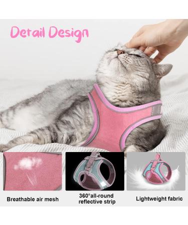NiCoLa Escape-Proof Cat Harness Set | Reflective Strip | Adjustable Soft Harness for Small Cats (Pink&Green, S) - Buy Online on SooperMarket.com