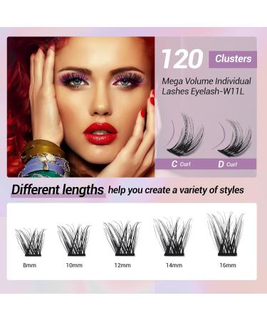 MAEXUS Lash Clusters DIY Eyelash Extensions - 120 Natural Look C D Curl Wispy Lashes (0.07D 8-16mm MIX) for Mega Volume - Buy Online on SooperMarket.com