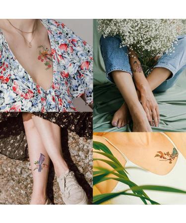 Everjoy Watercolor Flowers Birds Temporary Tattoos - 20 Pcs | Waterproof Designs for Women and Men - Buy Online on SooperMarket.com