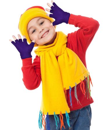 Bememo 4 Pairs Fingerless Gloves - Half Finger Mittens for Kids - Knitted Winter Typing Gloves - Solid Color Set 2 - Ideal for Boys & Girls - International Shipping Available - Buy Online on SooperMarket.com