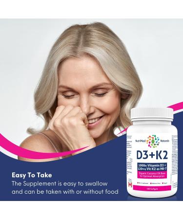 Optimal Bone & Teeth Support D3 + K2 180 Softgels - Optimal Absorption with Organic Coconut Oil Base MK7 K2 Vitamin for Bone & Heart Health Inspiring Wellness with D3K2 Vitamins 3rd Party Tested - Formulated & Made in Canada - Buy Online on SooperMarket.com