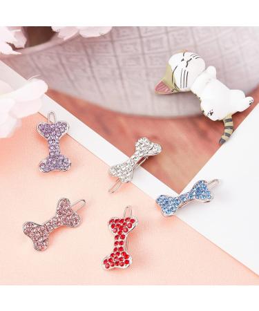 AMIJOUX 5pcs Rhinestone Dog Hair Clips | Stylish Bowknot Grooming Accessories for Small Dogs & Cats - Buy Online on SooperMarket.com