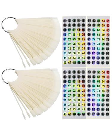 WOIRO 100 pieces nail display with ring and number sticker 1-100 presentation pips nails sample tips for nails almond exercise tips for nail color display nail art nail tips (of course) 1 piece (1 Pack) natural