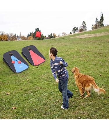 MonSports Portable Cornhole Set - 2 Collapsible Boards, 8 Bean Bags, Carrying Case - Outdoor Yard Toss Game for Kids & Adults - 3x2ft Oxford - Buy Online on SooperMarket.com