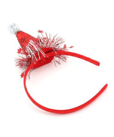 Christmas Red Glittery Santa Hat Alice Band with Tinsel by Zest
