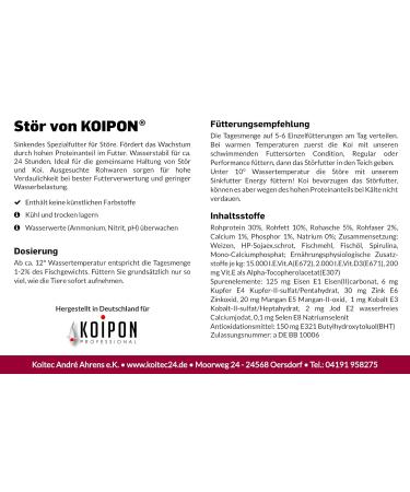 Koipon Premium Disturbance Food 6kg - 6mm Pellets for Sturgeon & KOI - Ideal Pond Lining for Garden Ponds - International Shipping Available - Buy Online on SooperMarket.com