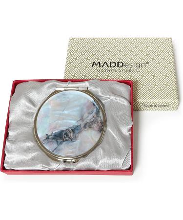 Stunning Mother of Pearl Compact Makeup Travel Mirror - Marble Gold Design | MADDesign - Buy Online on SooperMarket.com
