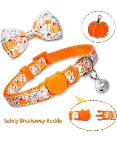 Fall Bow Tie Pumpkin Cat Collar Set with Bell | Autumn Thanksgiving Harvest Holiday Collar for Cats | Pumpkin Patch Design for Boys and Girls - Buy Online on SooperMarket.com