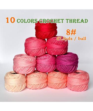 Crochet Thread 10 Balls Cardinal Size 8 - Pink Series | 5g Size 8 for Crochet, Hardanger, Cross Stitch, Needlepoint, Hand Embroidery - Buy Online on SooperMarket.com