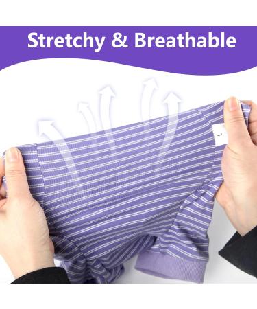 HEYWEAN Cat Recovery Suit - M Purple Stripes | Post-Surgery Bodysuit for Cats | Cone Collar Alternative & Surgical Shirt - Buy Online on SooperMarket.com