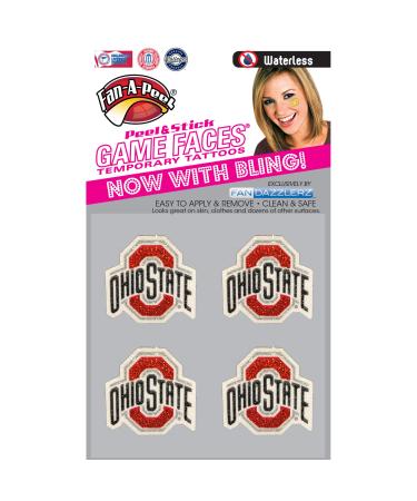 Fan-A-Peel Ohio State Waterless Temporary Tattoos - Hypoallergenic Peel and Stick Waterproof Temporary Tattoos  Glitter