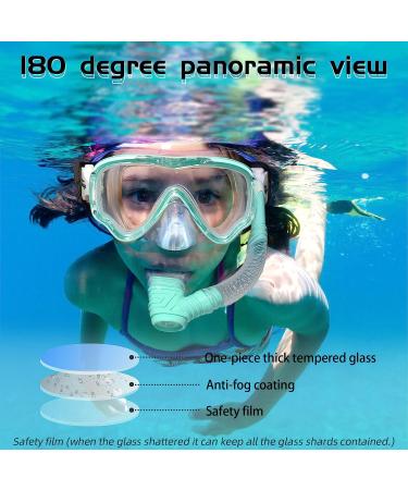 Seago Kids Swim Goggles Snorkel Diving Mask - Anti-Fog 180 Clear View for Youth (Ages 5-15) - Green - Buy Online on SooperMarket.com