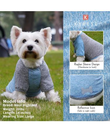 KYEESE 2 Pack Dog Shirts | Quick Dry Raglan Sleeve | Soft & Stretchy | Lightweight Dog Clothes | Reflective Label | 21 Chest | Small to Medium Dogs | Blue & Grey | 2 Pack - Buy Online on SooperMarket.com