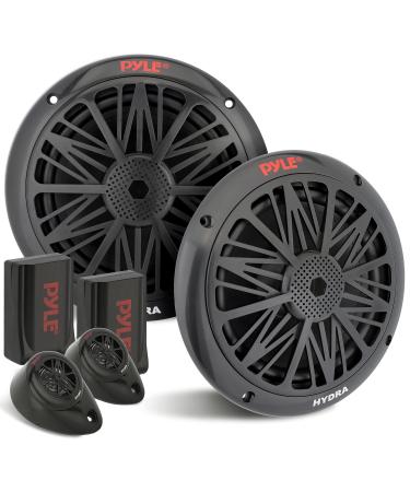 Pyle 200 Watt Marine Boat Speaker System Weather Proof Dual 2 Way 6.5 Inch Outdoor Speakers w/ 85Hz-6kHz Frequency Response, Heavy Duty 8oz Magnet Structure PLMR6KB Black