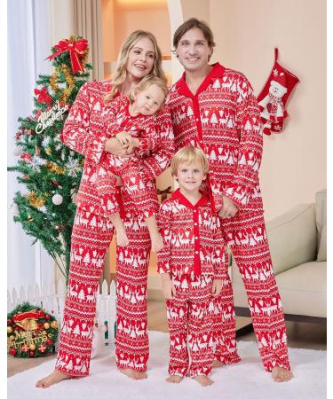 Christmas Matching Family Pyjamas Set - Red Xmas Sleepwear for Adults, Kids & Baby 12-18 Months - Buy Online on SooperMarket.com