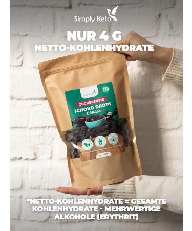 Simply Keto Sugar-Free Chocolate Drops (750g) - Vegan Low-Carb & Ideal for Ketogenic Diet - Erythritol Sweetened Edelbitter Snack - Buy Online on SooperMarket.com