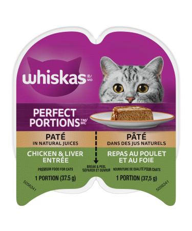 WHISKAS Perfect Portions Adult Wet Cat Food Pat - Chicken & Liver - 75g (24 Pack) Pat Chicken & Liver 75 g (Pack of 24)