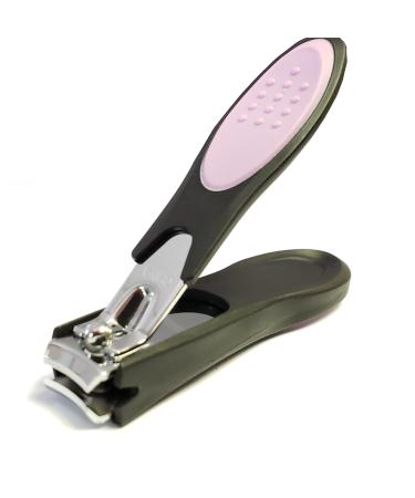 Nail Clipper with Comfort Grip Nail Catcher - Chrome Plated Toenails Clippers Nail Cutter Catches Clippings Sharp Sturdy Trimmer Stainless Steel for Men and Women