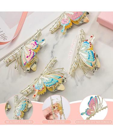 4-Pc Set 4.3 Inch Butterfly Hair Claw Clips - Sparkly Non-Slip Metal Hairpins for Women & Girls - Buy Online on SooperMarket.com