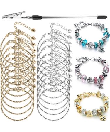 20PCS Snake Chain Charm Bracelet with Bracelet Helper Adjustable Snake Bracelet Chains with Lobster Clasp Extender Chain for Women Girls DIY Jewelry Making Supplies 20Pcs Snake Chain Bracelet with Bracelet Helper