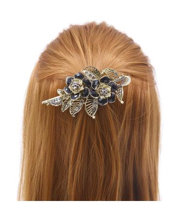 Pretty Alligator Hair Clips Metal Flower Hair Clip Peacock Hair Clip - 2 PCS Large Flower Barrettes for Women (Style B) - Buy Online on SooperMarket.com