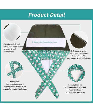 VIAOLI Dental Scrub Caps with Buttons - One Size Cotton Dentist Hat for Women - Nurse and Doctor Hair Cover Cap-02 - Buy Online on SooperMarket.com