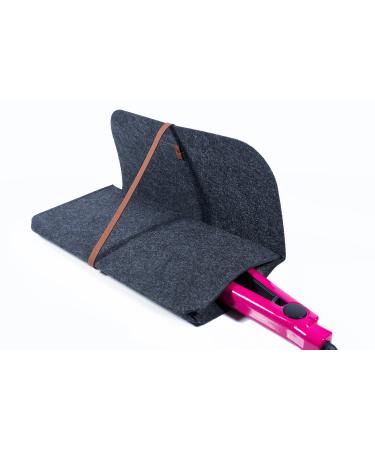 Glamza Hair Straightener Mat & Pouch - Made from Heat Resistant Safety Felt - Ideal for Home & Travel (Dark Grey (Pouchy))