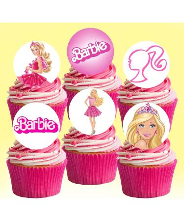 24 x Pre-Cut Barbie 5 Edible Stand up Wafer/Rice Paper Cupcake Cake Toppers Birthday Party Pink Decorations - Buy Online on SooperMarket.com